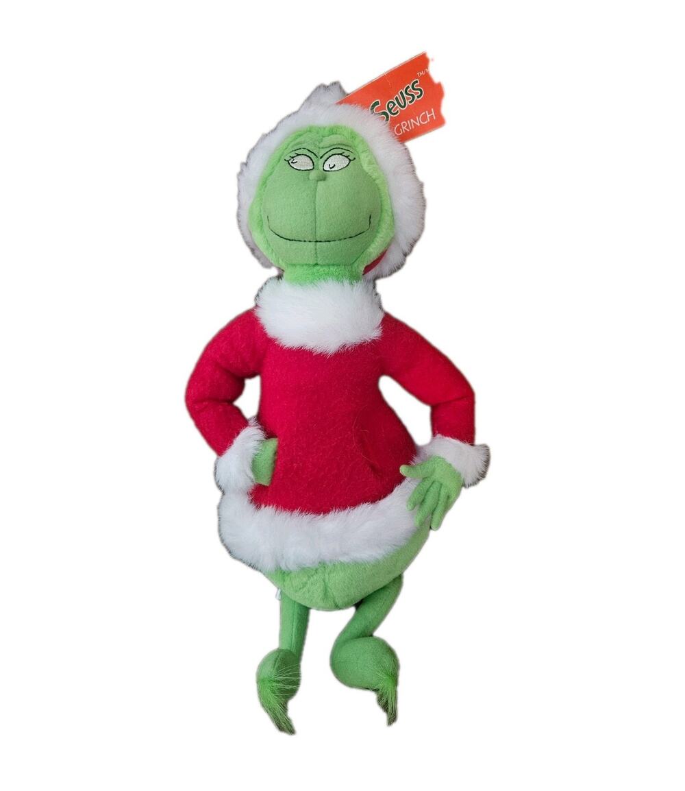 Dr. Seuss Grinch Plush Toy Hallmark Green Red White Santa Suit Christmas 16” NWT